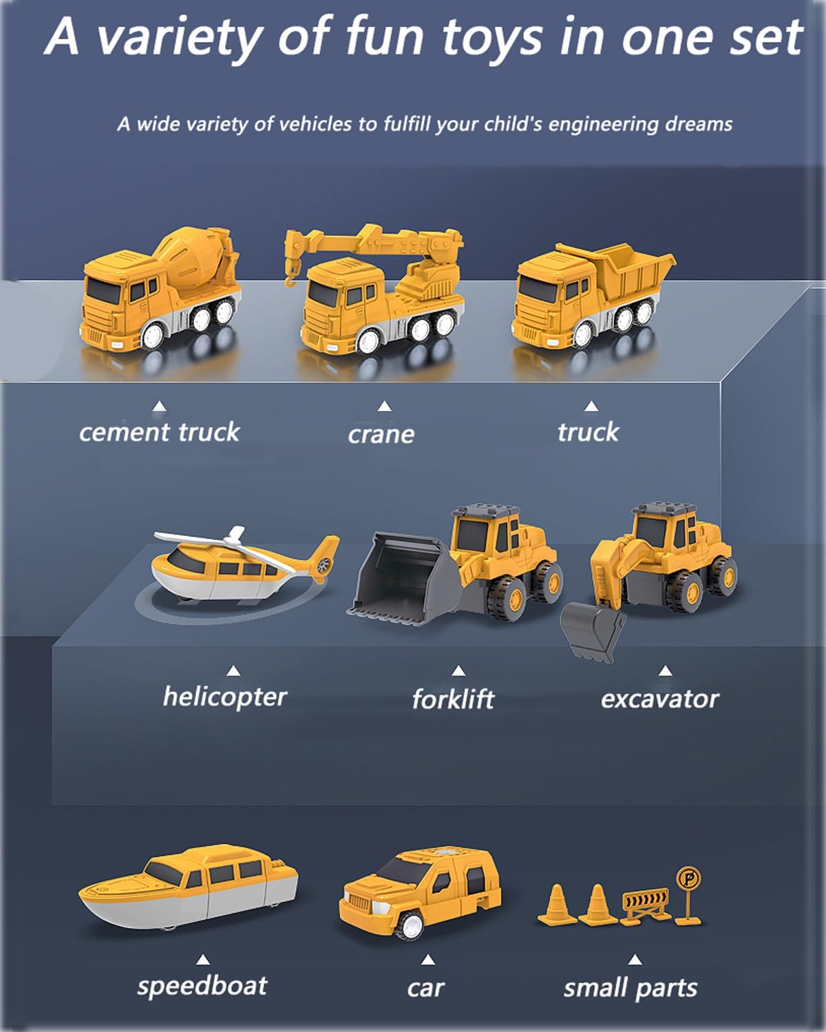 Construction Vehicle & Robot Toy with Storage Box