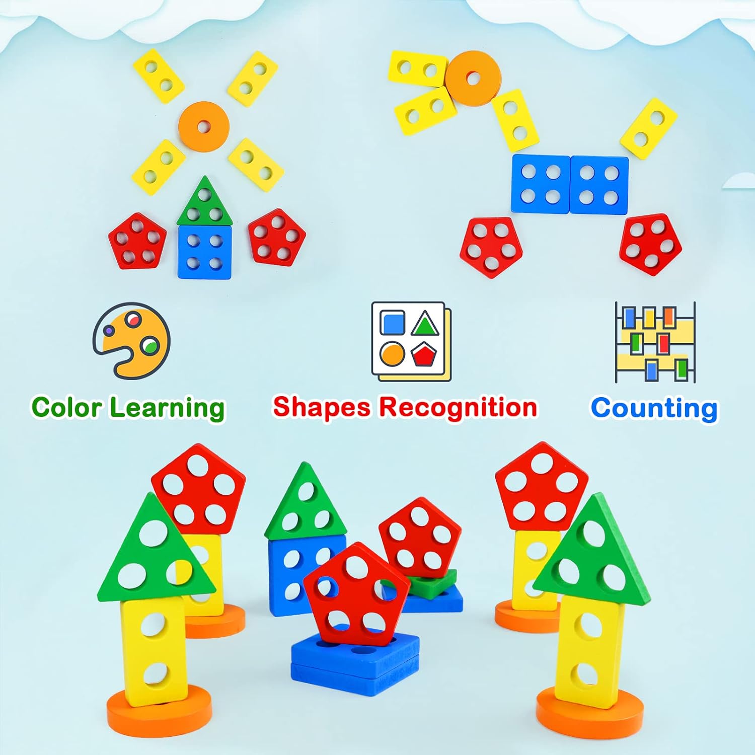 Educational Color Recognition Shape Sorter, Learning Puzzles Gift