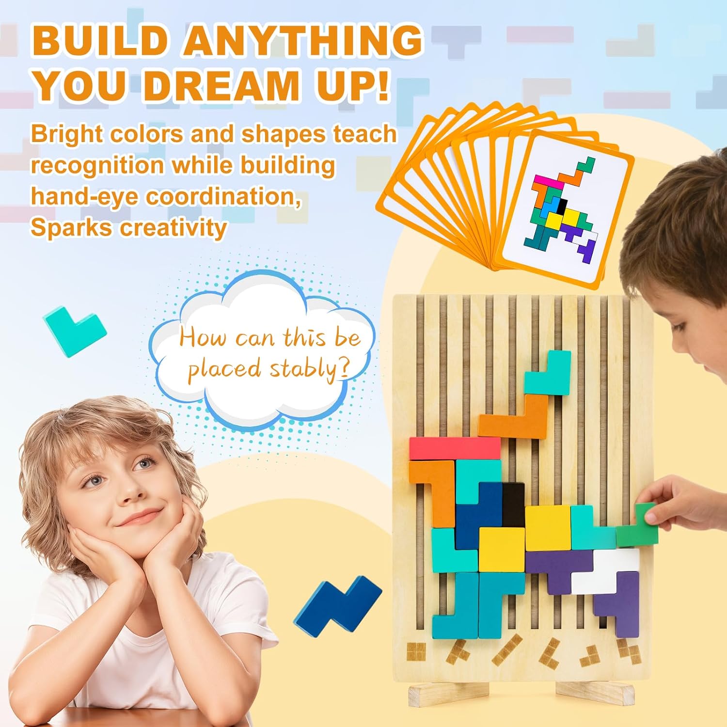 Wooden Montessori Russian Blocks Puzzle – 3D Stacking Toy