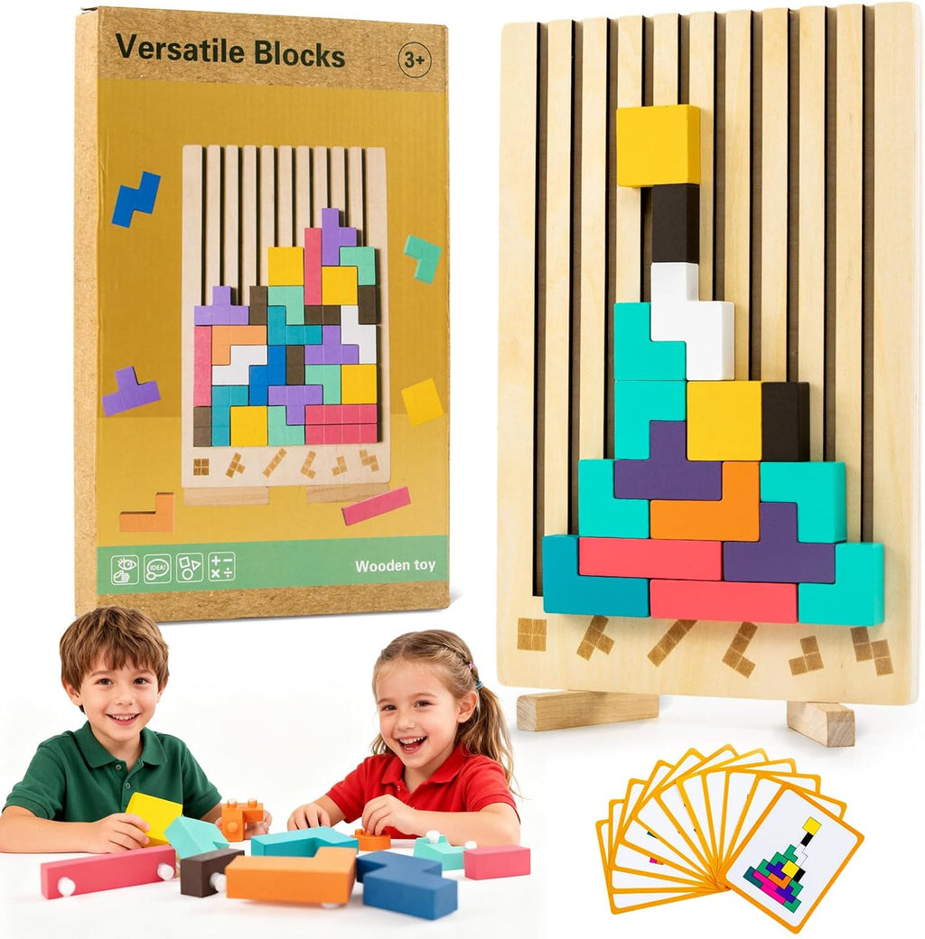 Wooden Montessori Russian Blocks Puzzle – 3D Stacking Toy