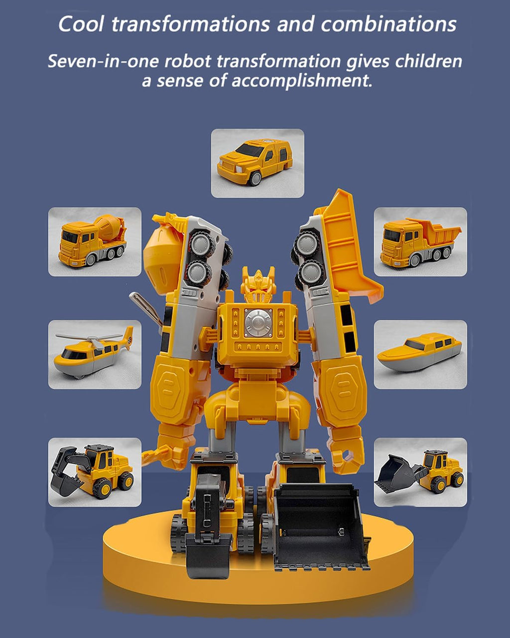 Construction Vehicle & Robot Toy with Storage Box