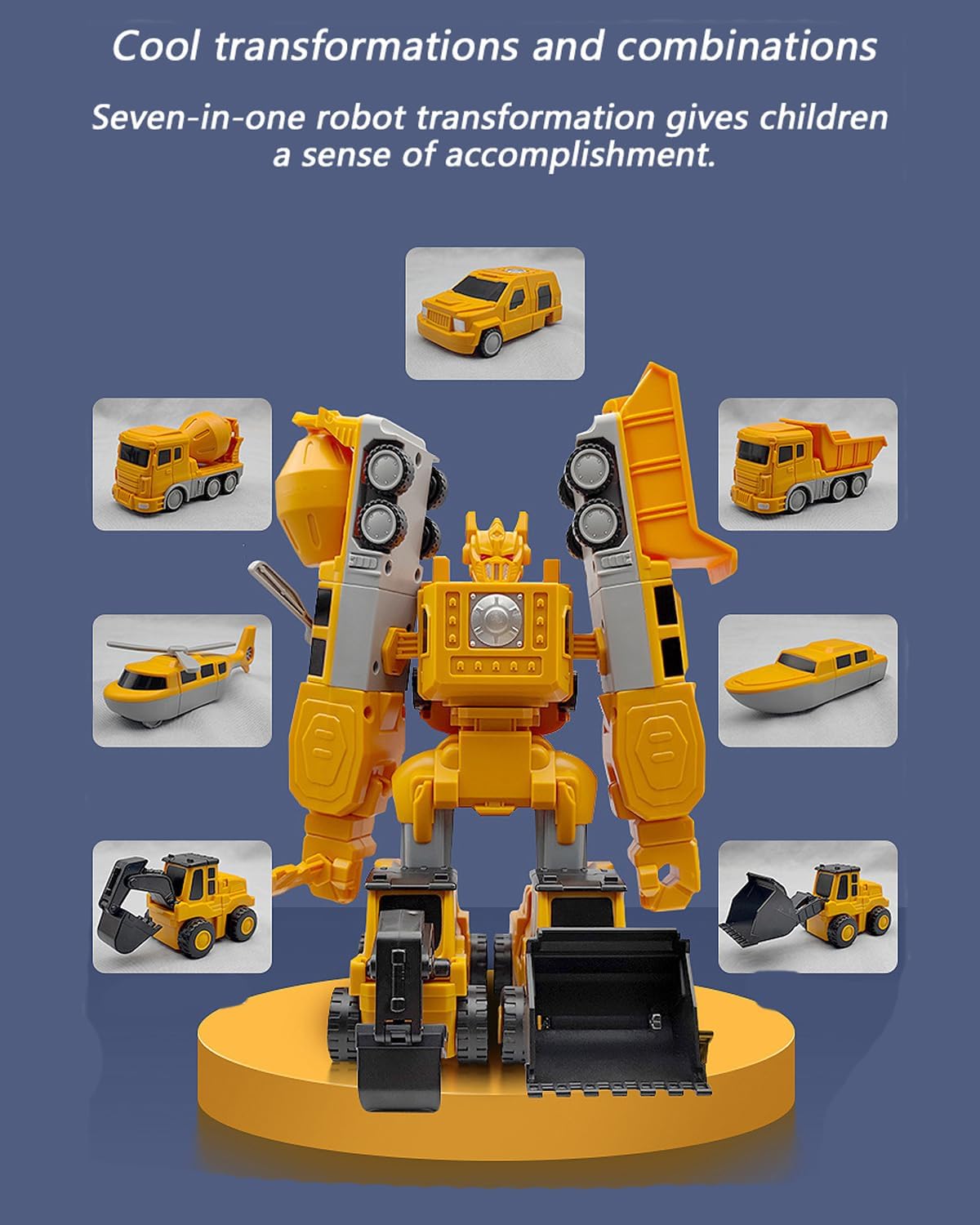 Construction Vehicle & Robot Toy with Storage Box