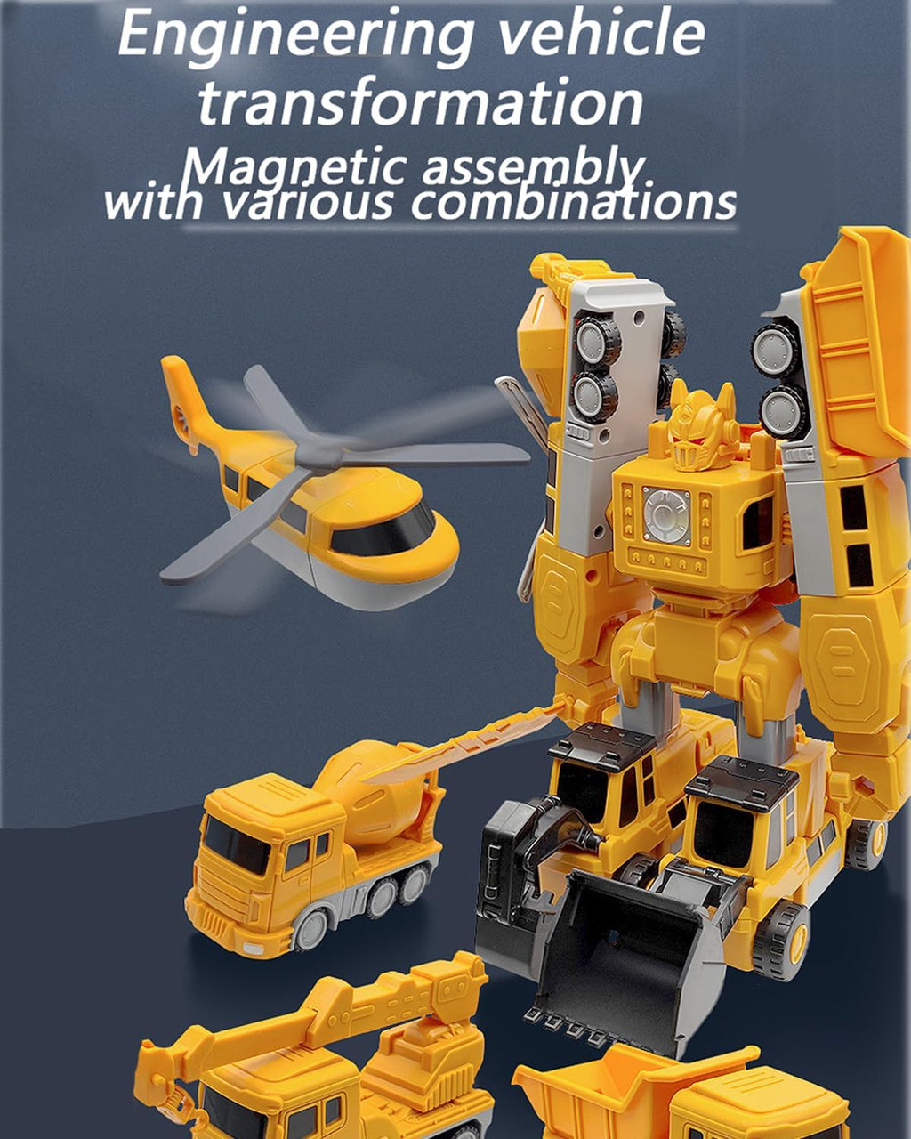 Construction Vehicle & Robot Toy with Storage Box
