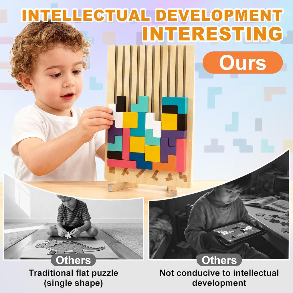 Wooden Montessori Russian Blocks Puzzle – 3D Stacking Toy