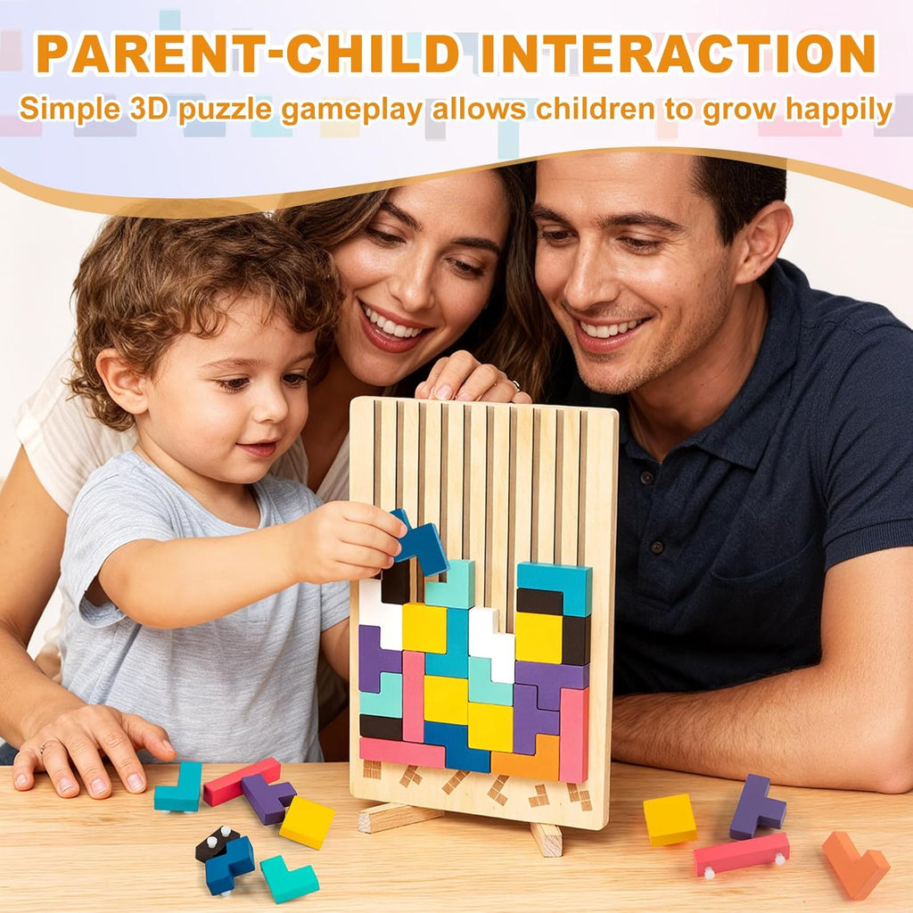 Wooden Montessori Russian Blocks Puzzle – 3D Stacking Toy