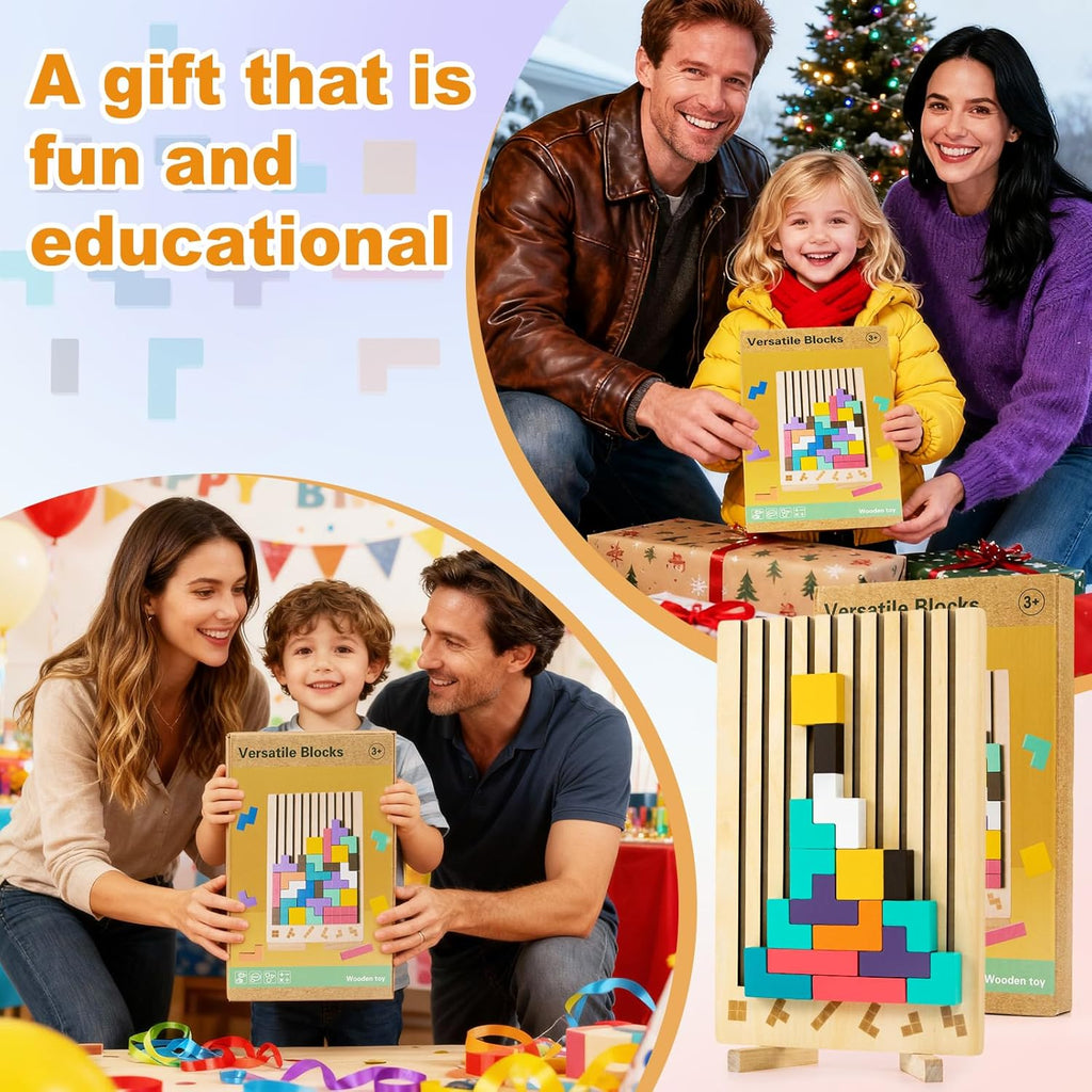 Wooden Montessori Russian Blocks Puzzle – 3D Stacking Toy